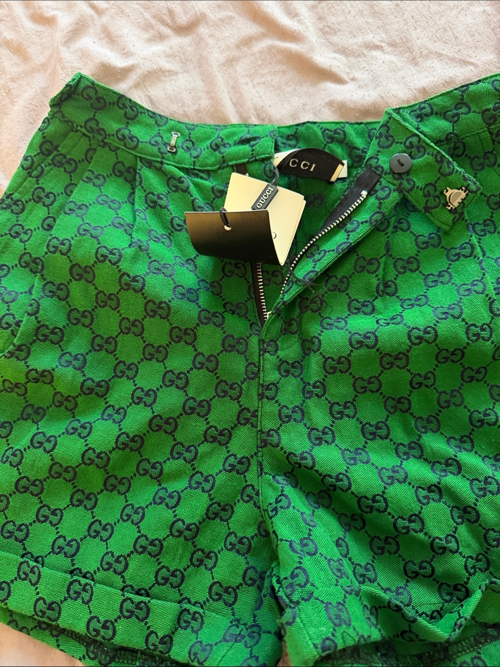 Gucci Green GG Monogram Men's Shorts - Picture 2 of 6